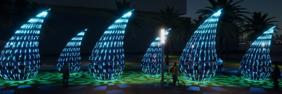 Image of upcoming Lumina Dreams at Vivid Sydney 2025, depicting waterdroplets made from light