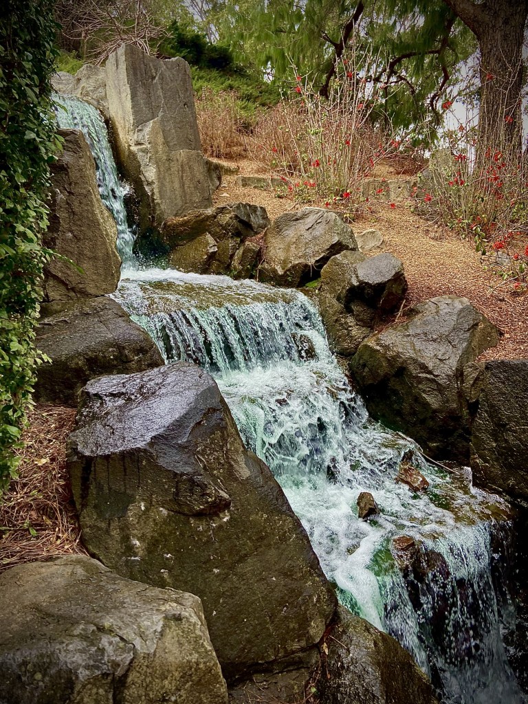image of waterfall in auburn botanic gardens